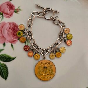 Juicy Couture Y2K Enamel Medallion Multicolor Logo Discs Vintage Charm Bracelet
